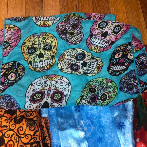 Lot of 12Holiday Scarves Halloween July Christmas - Picture 12 of 16